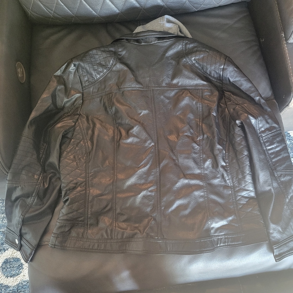 Faux leather jacket with hood